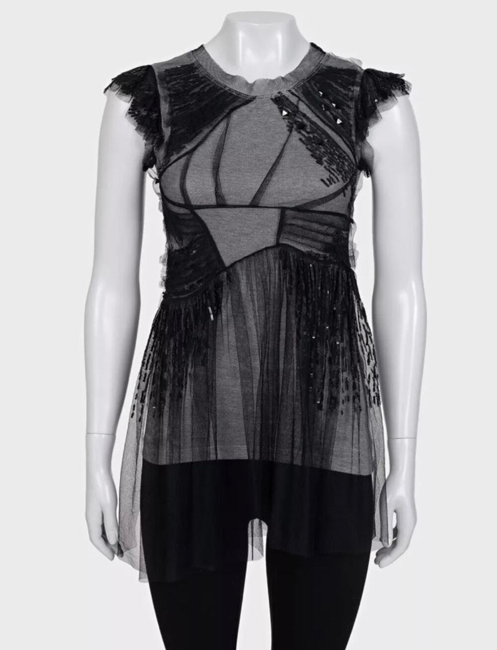 Valentino Gray Sequin Fitted Tank Top - UK 6 XS
